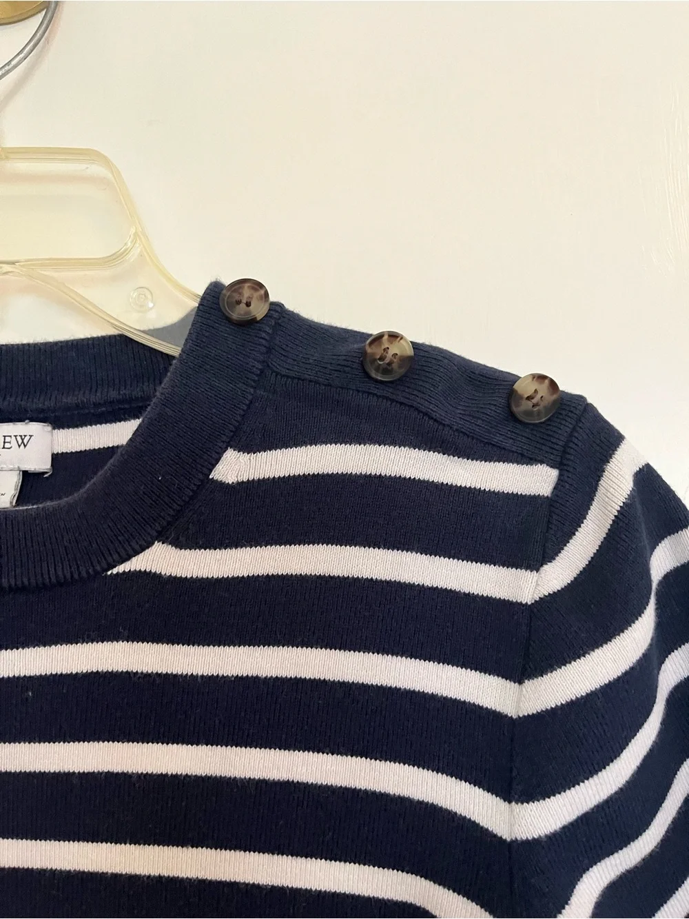 J. Crew Navy and White Striped Crewneck Sweater